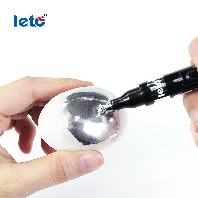 LETO Dual-Tip Chrome Metallic Marker — Mirror Finish