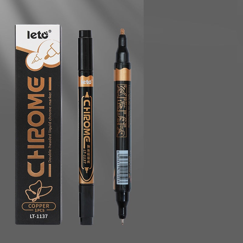 LETO Dual-Tip Chrome Metallic Marker — Mirror Finish 2pcs Copper