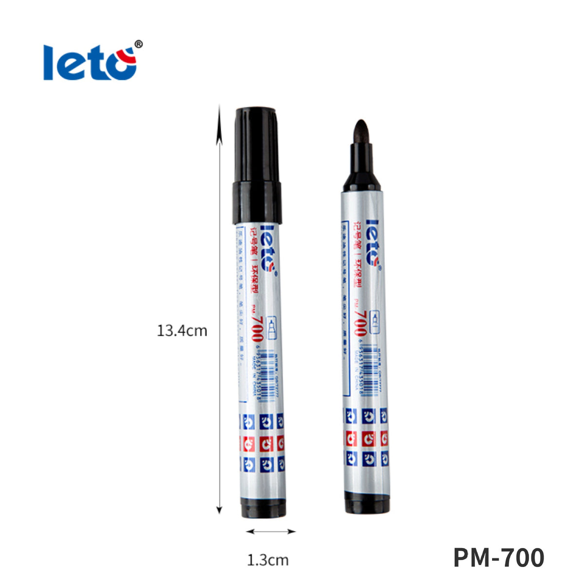 LETO PM-700 Oil-Based Permanent Marker Bullet Tip| 12-Pack | Black, Red or Blue
