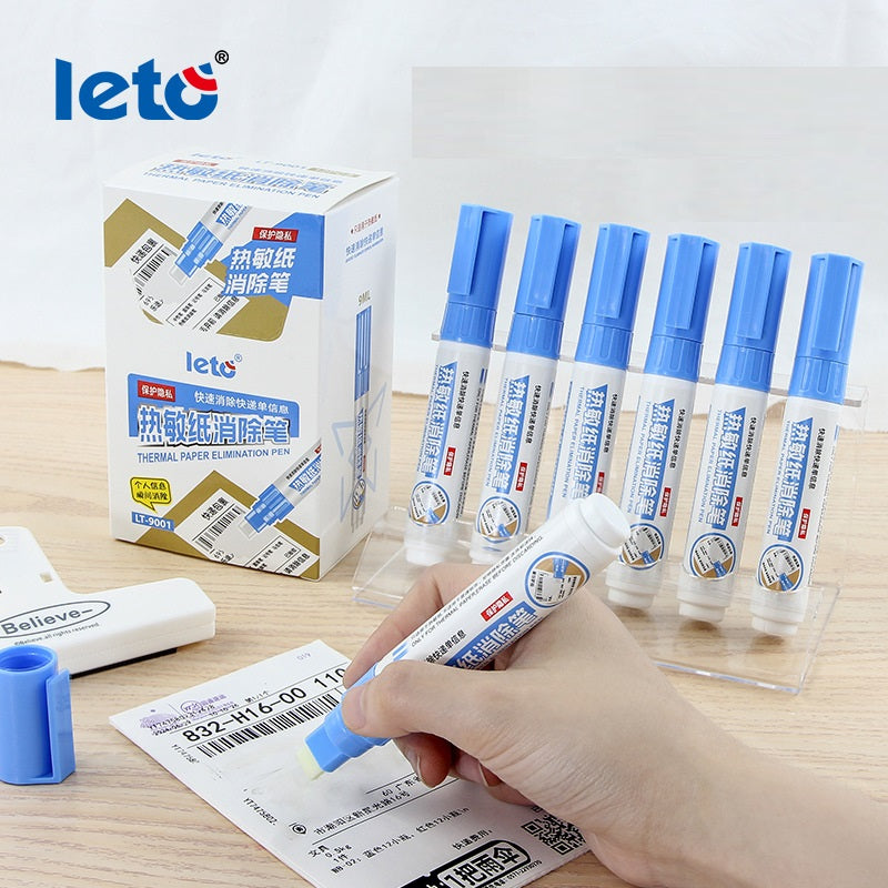 LETO Thermal Paper Eraser Pen Privacy Protection Correction Pen 12-Pack
