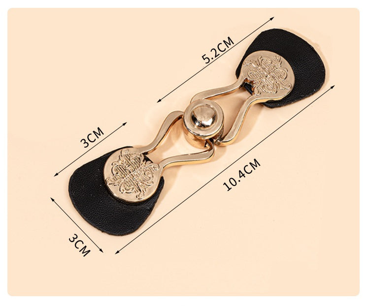 10.4cm Black Leather Sew-on Toggle Buttons with Metal Buckle 6pcs