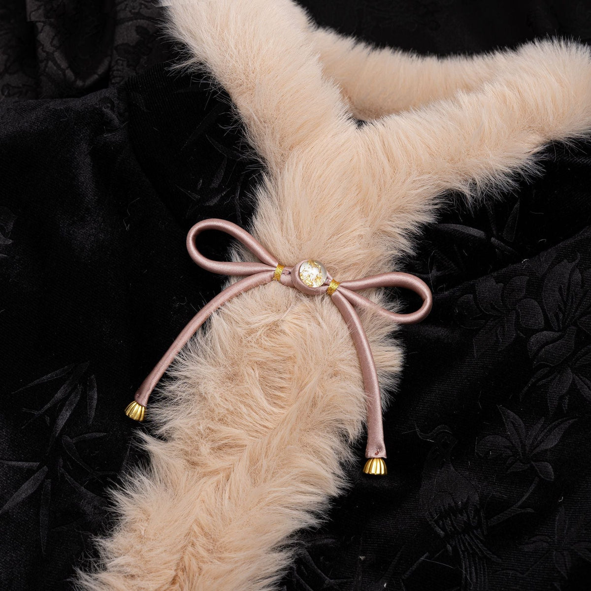 Satin Fabric Chinese Bowknot Buttons for Cheongsam 5pcs Dark Pink