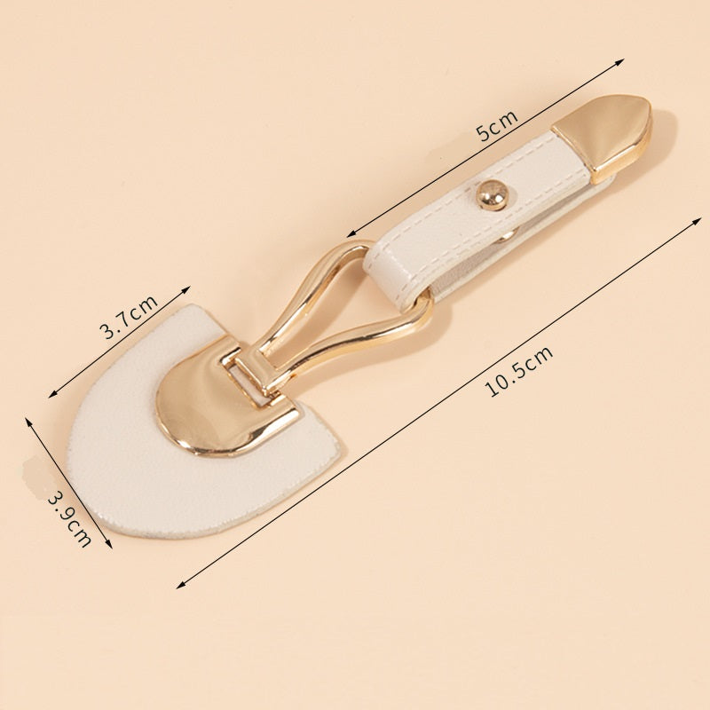10.5cm Beige Coffee Leather Sew-on Toggles with Metal Buckle 5pcs