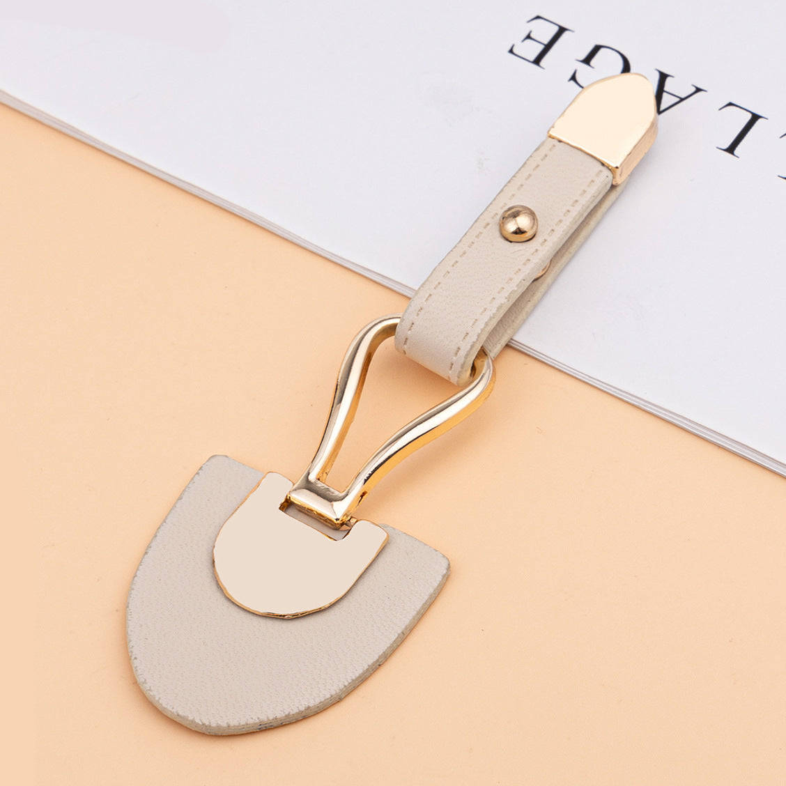 10.5cm Beige Coffee Leather Sew-on Toggles with Metal Buckle 5pcs Beige