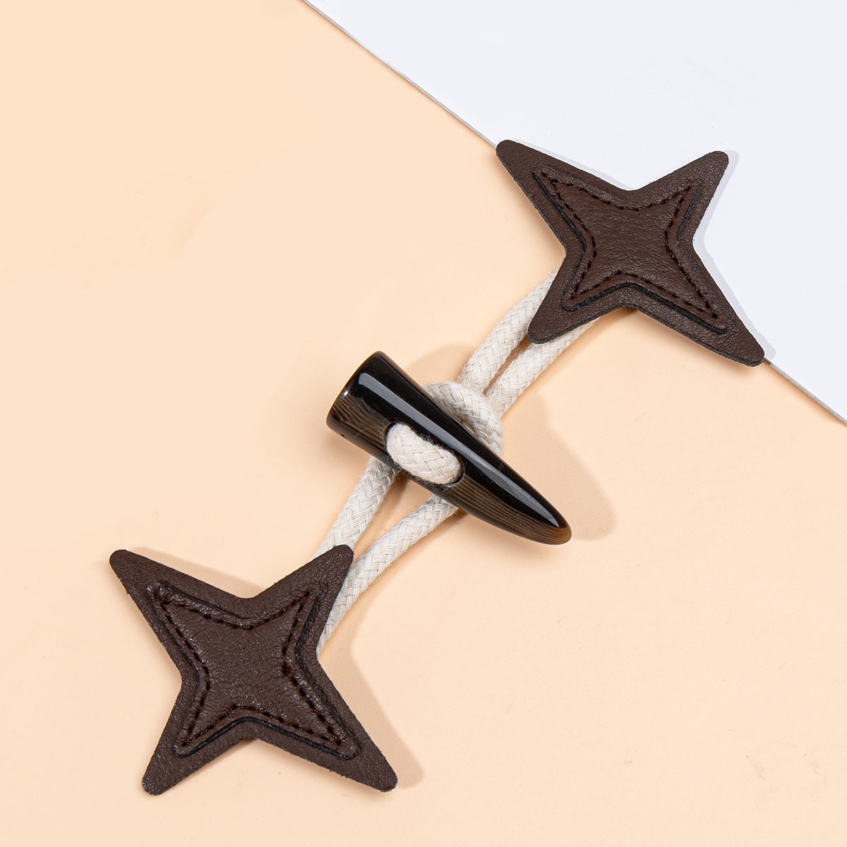 17.5cm Starburst Leather Sew-on Toggles with Resin Horn Button 6pcs Dark Coffee