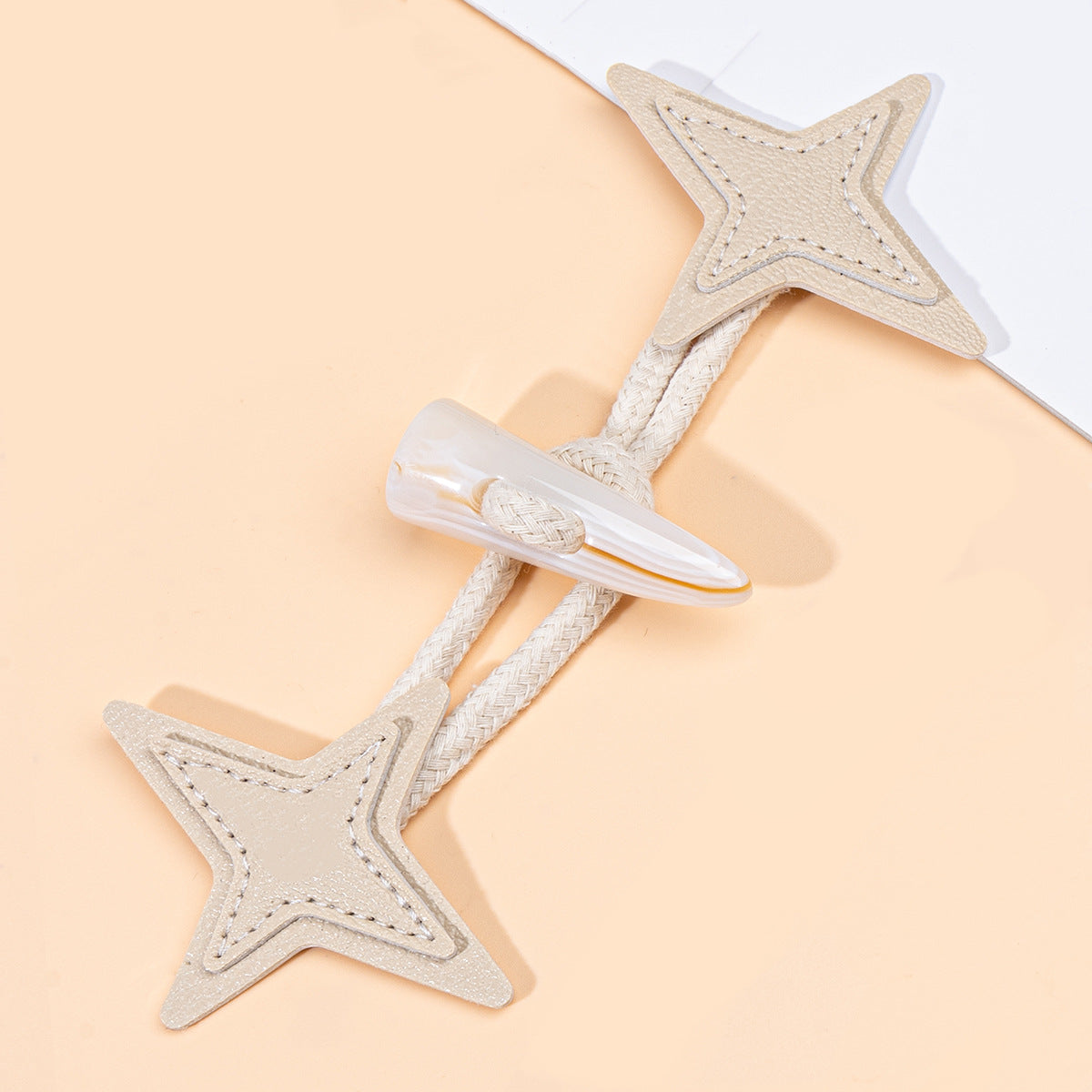 17.5cm Starburst Leather Sew-on Toggles with Resin Horn Button 6pcs Beige