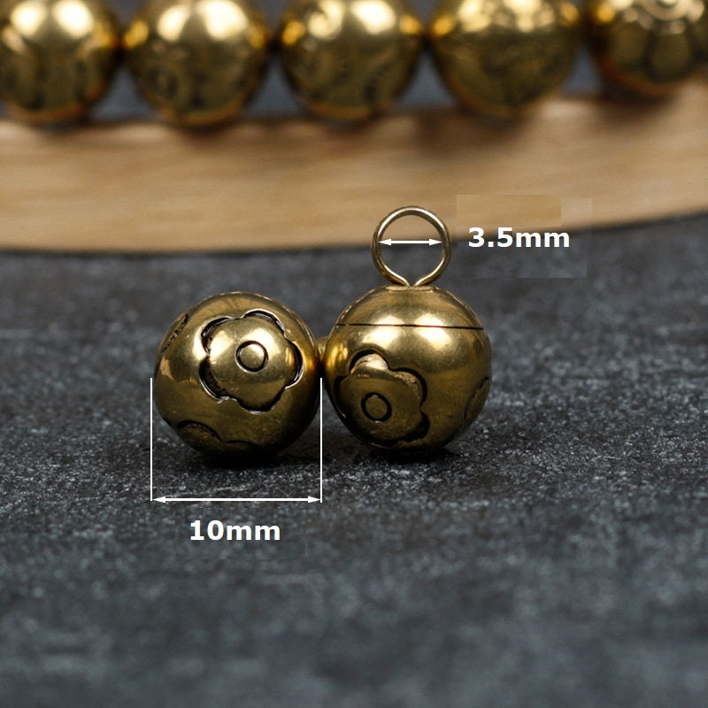 10mm Retro Chinese Solid Copper Metal Buttons for Cheongsam Hanfu 14 Pack