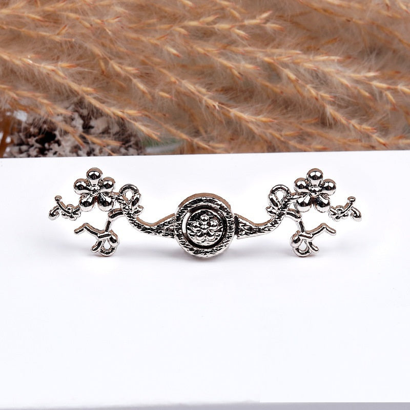 5cm Chinese Style Vintage Gold Silver Plum Blossom Metal Frog Buttons 20pcs Silver White