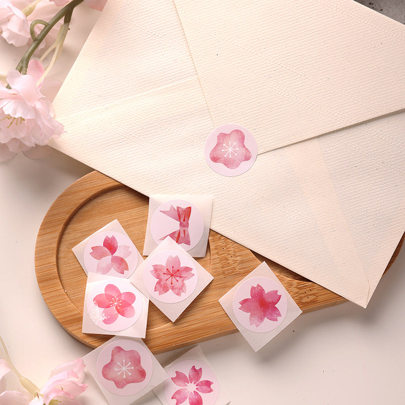 1500pcs Pink Sakura Stickers Round 1 inch