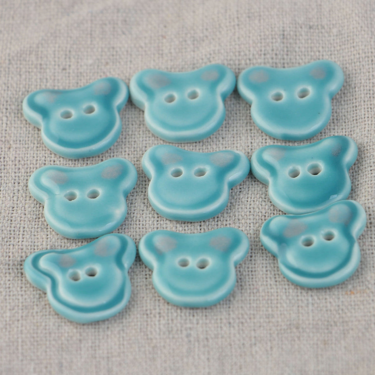 Blue and Pink Ceramic 2 Hole Sewing Buttons with Diverse Shapes 6pcs Bear 23mm