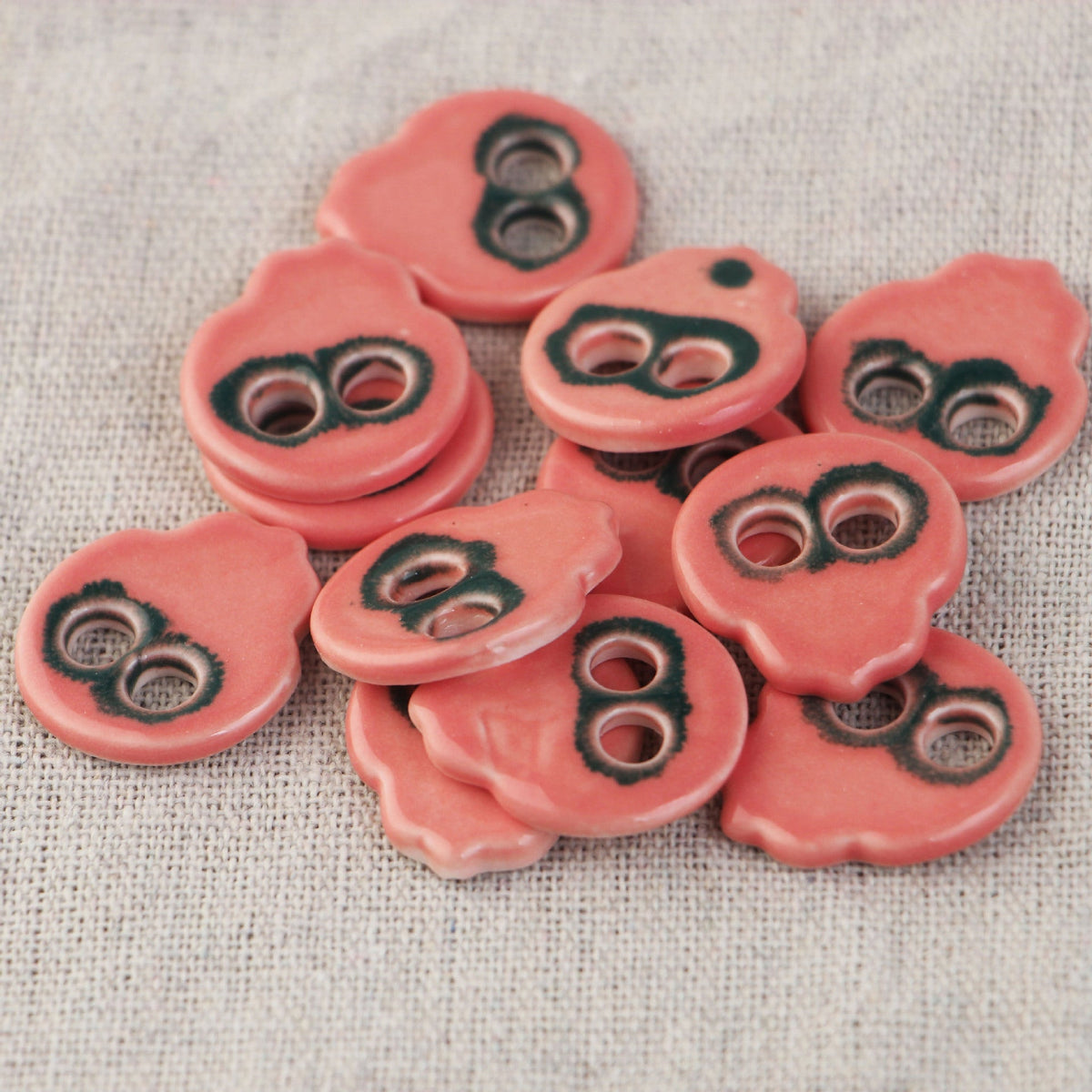 Blue and Pink Ceramic 2 Hole Sewing Buttons with Diverse Shapes 6pcs Skull 25mm
