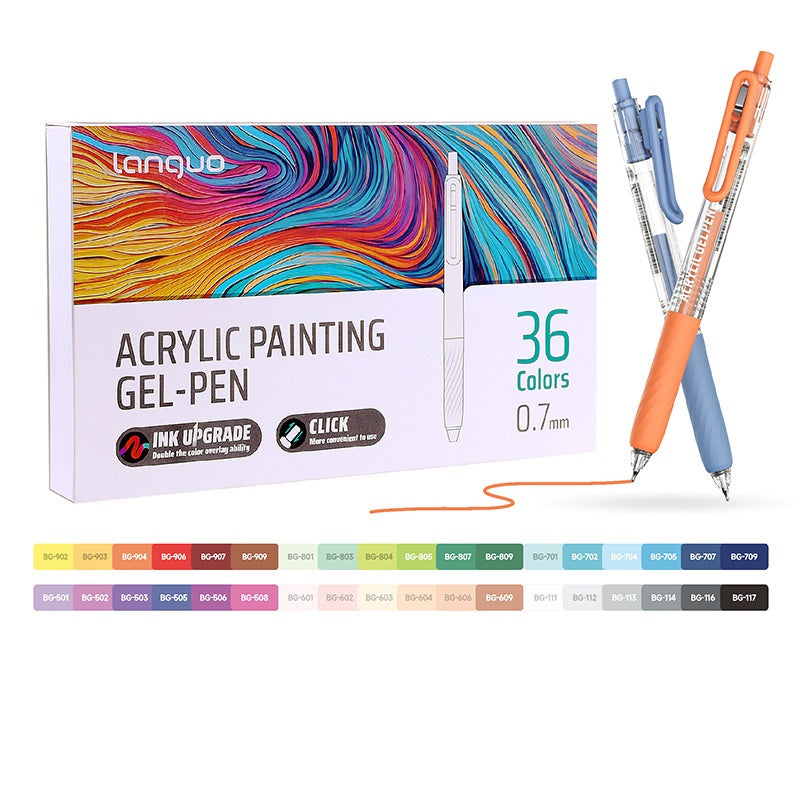 Languo 36 Colors Retractable Gel Pens 0.7mm for Coloring Drawing