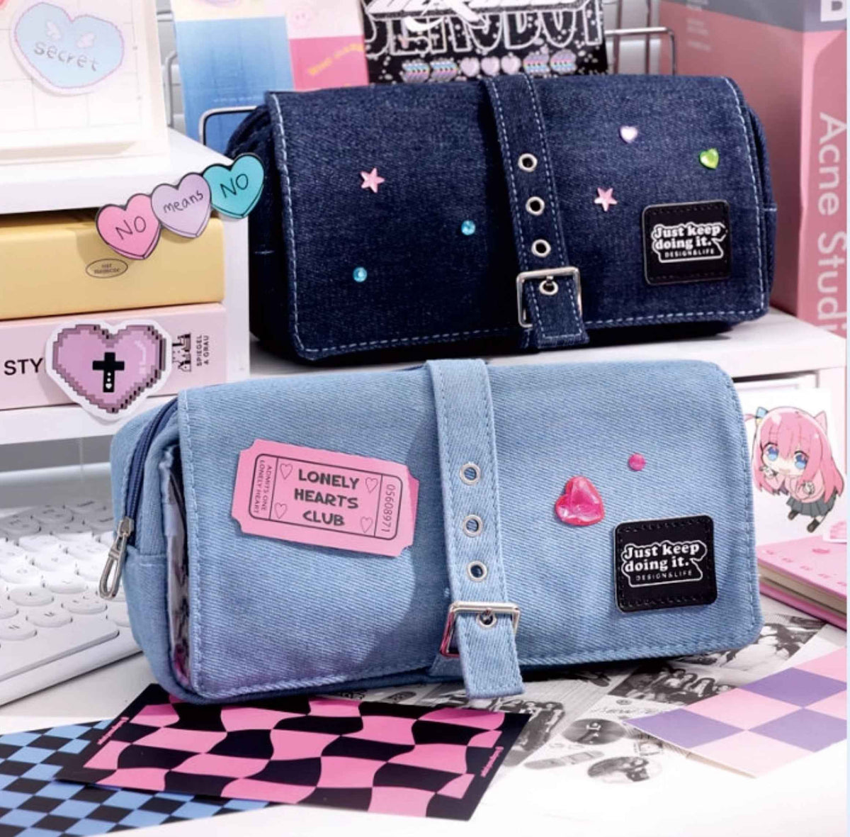 Languo Kawaii Denim Pencil Case Pen Pouch