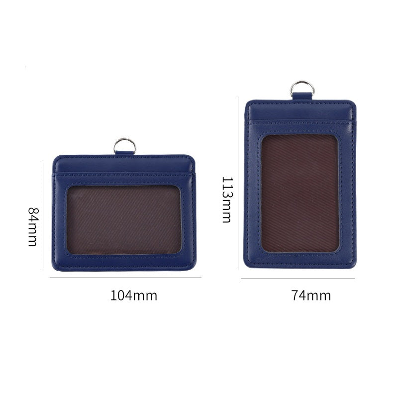 Genuine Leather ID Card Holder Set with Lanyard | Landscape & Portrait (2-Pack)