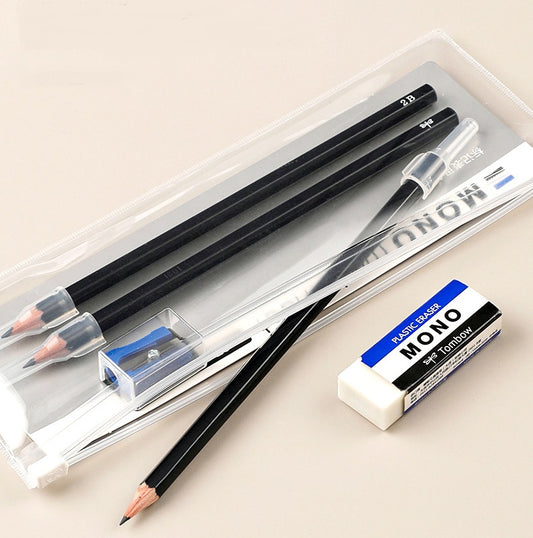 Tombow MONO Mark Sheet 2B Bleistiftset mit Radiergummi und Spitzer
