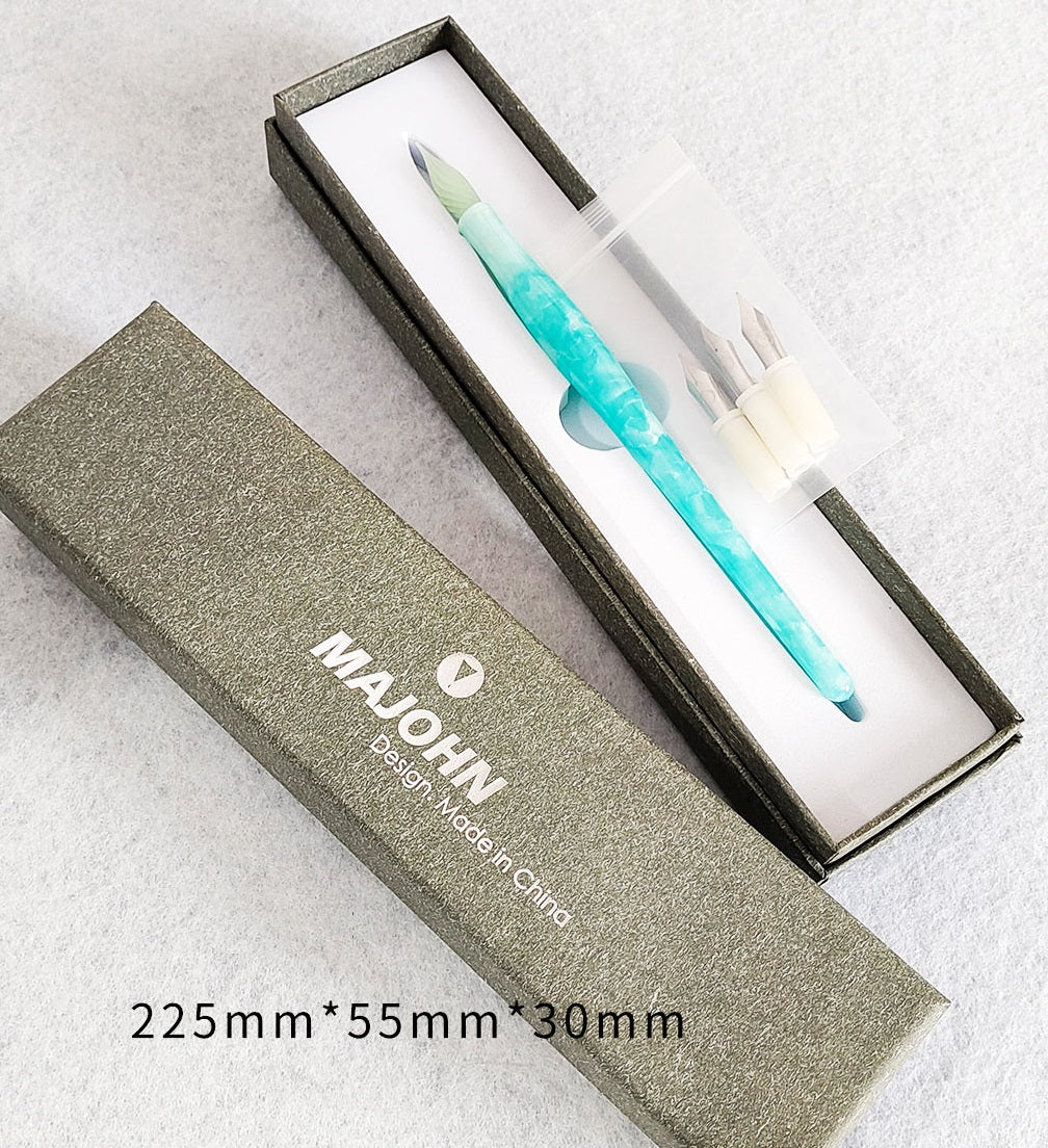 MAJOHN N12 Glass Dip Pen – Resin Barrel, Replaceable Nibs (EF/F/M)