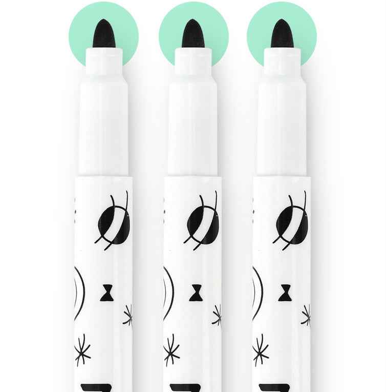 MARCO Dual Tip Permanent Markers Fineliner Drawing Pen Black 12 Pack