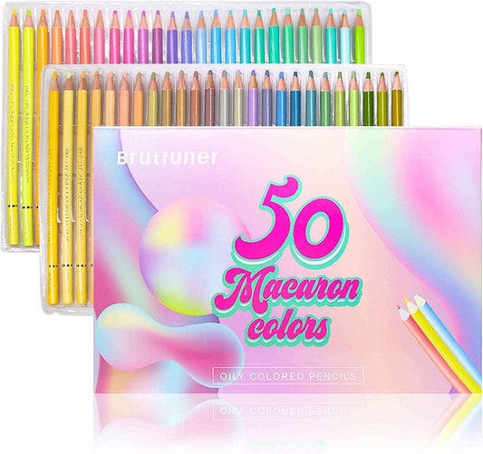 Zestaw 50 kolorowych ołówków artystycznych BRUTFUNER Macaron