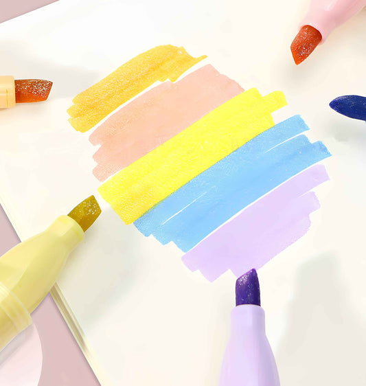 M&G Scented Sparkle Highlighters – 12 Colors, Axe-Shaped Tip