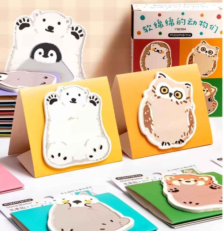 M&G Stand Sticky Notes Animal Shape Memo Pad 30 Sheets, 4-Pack