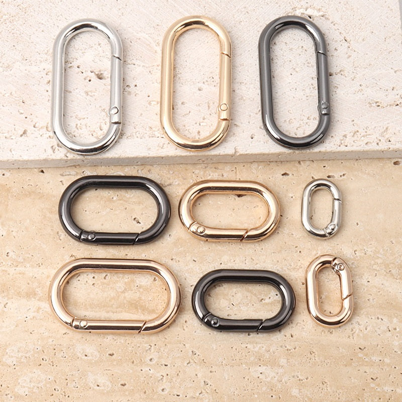 24Pcs Assorted Metal Oval Hook Ring Spring Buckle(14-40mm)