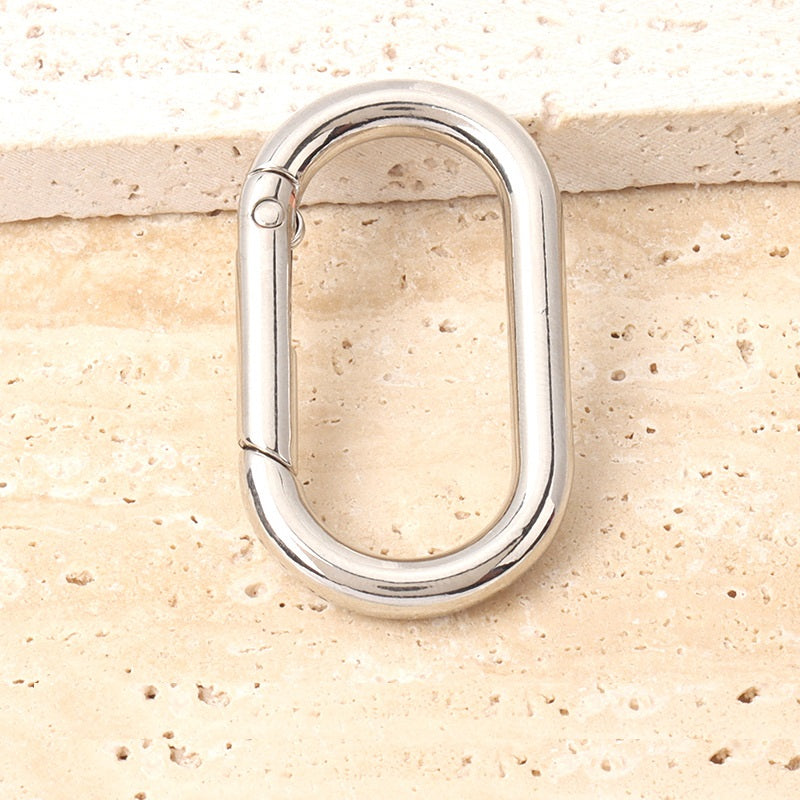 24Pcs Assorted Metal Oval Hook Ring Spring Buckle(14-40mm) Silver