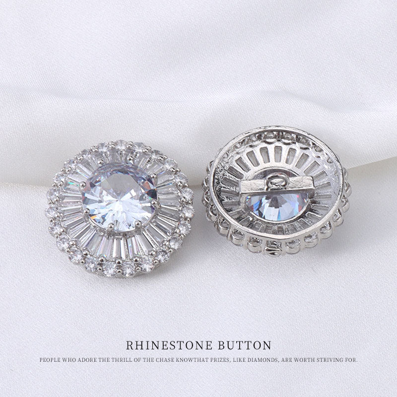 12.5-24mm Premium Zircon Decorative Buttons Metal Shank 4pcs