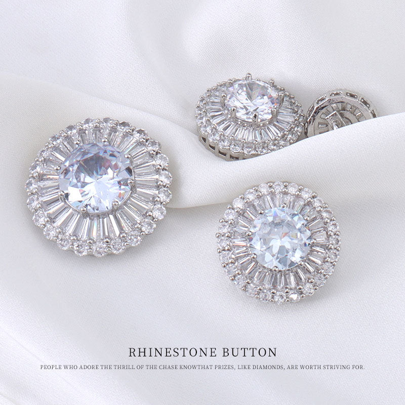 12.5-24mm Premium Zircon Decorative Buttons Metal Shank 4pcs