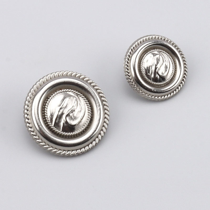 17.5/22.5mm Antique Silver Round Piped Metal Buttons with Shanks 3pcs