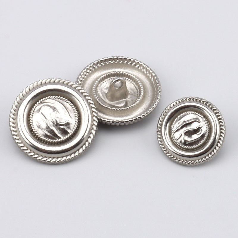 17.5/22.5mm Antique Silver Round Piped Metal Buttons with Shanks 3pcs