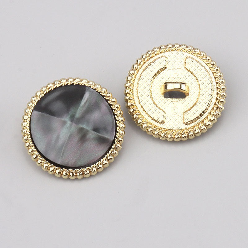 Pearl Luster Faceted Resin Metal Shank Buttons for Outerwear 15 Pack Black