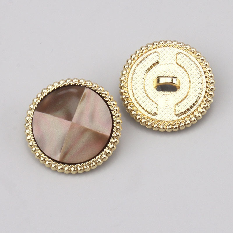Pearl Luster Faceted Resin Metal Shank Buttons for Outerwear 15 Pack Coffee
