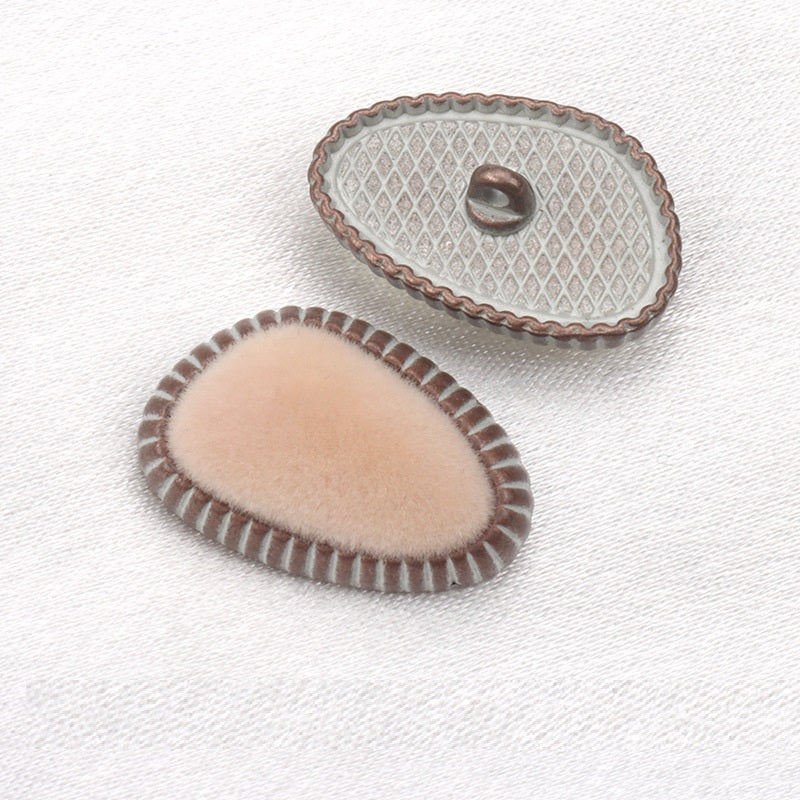 21mm Metal & Colored Flocked Combination Shank Buttons 6pcs Pink