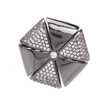 Gunmetal Black Copper Hollow Diamonds Button for Fur Coats Jackets 2pcs