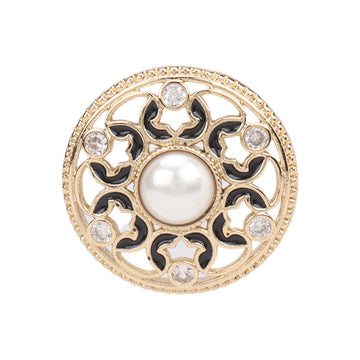1 inch Hollowed Copper Dotted Oil Pearl Zircon Buttons 2pcs