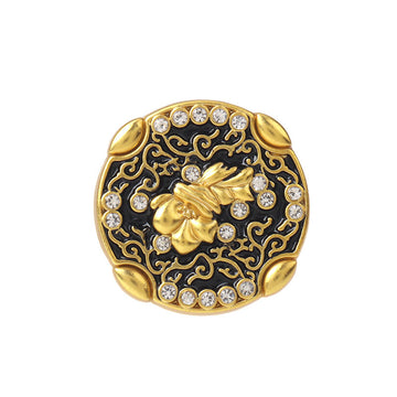 Chinese Style Patterned Golden Silver Metal Rhinestone Shank Buttons 10pcs