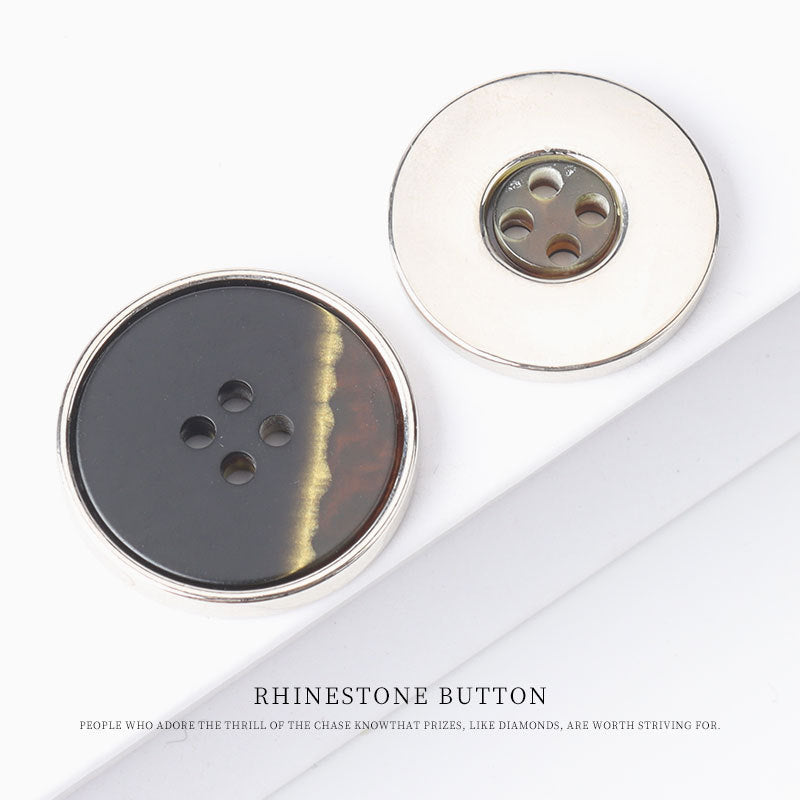 15 - 25mm Round Flat Resin Metal Four Hole Buttons for Sweaters 25 Pack Silver Coffee