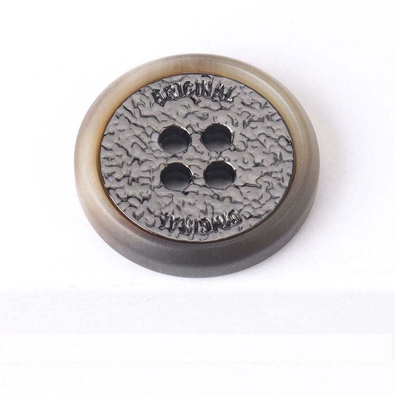 Resin Metal Four Hole Two-Tone Buttons for Cashmere Coats 20 Pack Silver