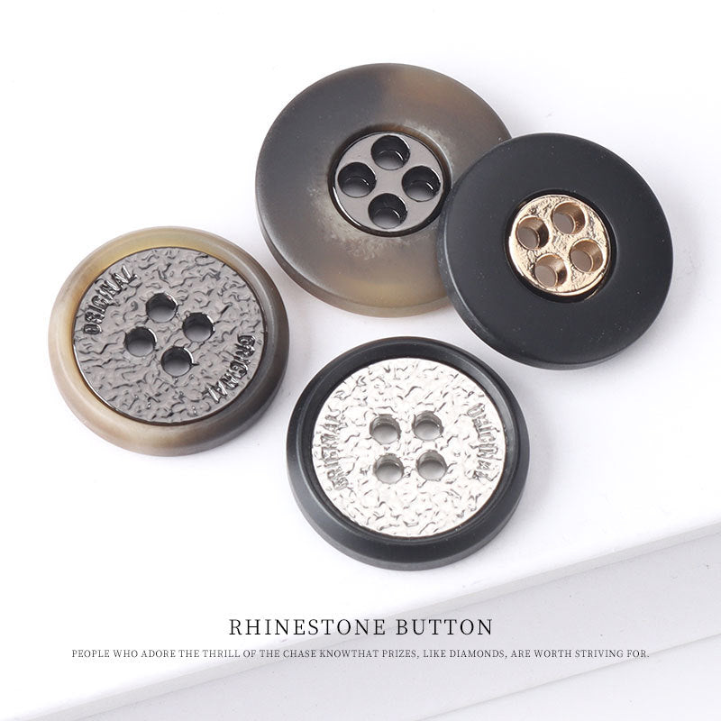Resin Metal Four Hole Two-Tone Buttons for Cashmere Coats 20 Pack
