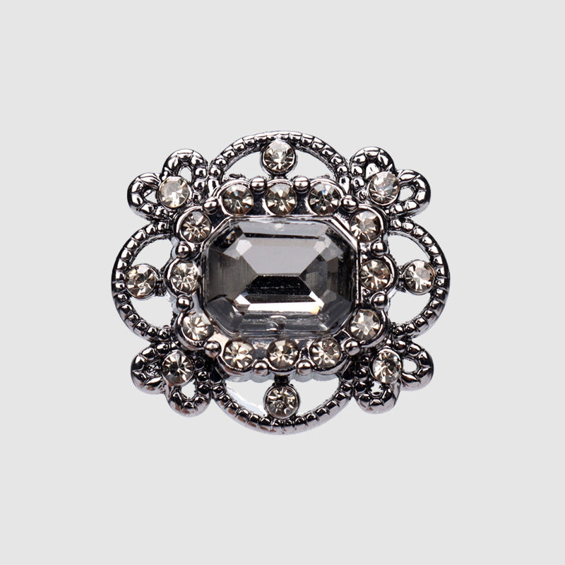20mm Gold Silver Black Large Crystal Rhinestone Buttons for Sweater 4pcs Black