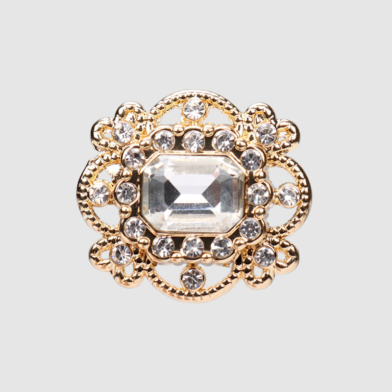 20mm Gold Silver Black Large Crystal Rhinestone Buttons for Sweater 4pcs Gold