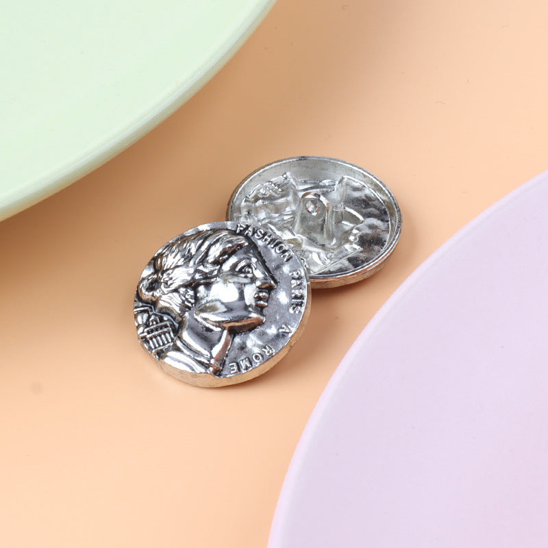 Metal Shank Buttons Ancient Roman Head Scarab Beetle Patterns 15 Pack D