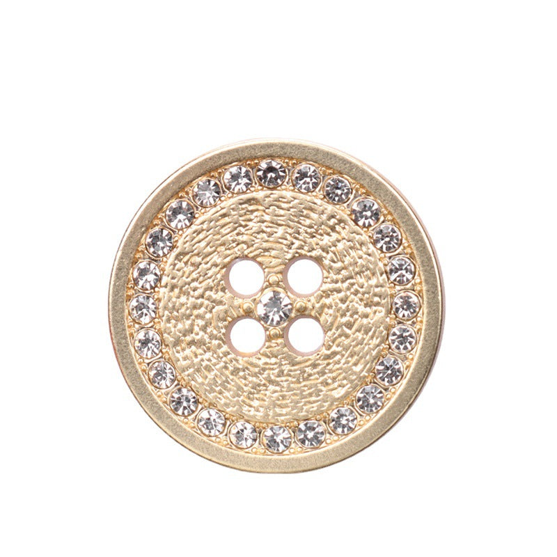 18/20/23/25mm Round Rhinestone Metal Flat Four Hole Buttons 12pcs Gold