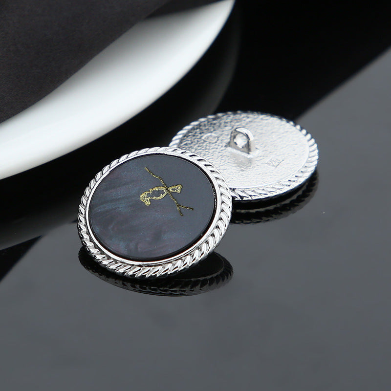 Black Brown Beige Bird Round Shank Buttons Golden/Silver Metal Base 15 Pack Silver Black