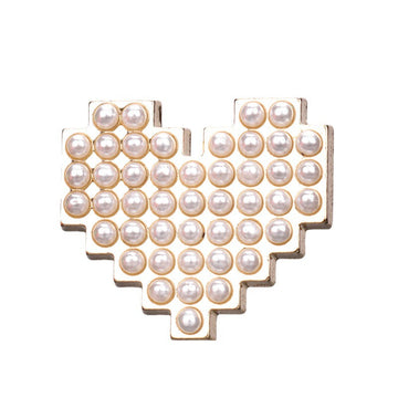 12.5/15/23mm Heart-Shaped Pearl Metal Rhinestone Button 15 Pack Pearl