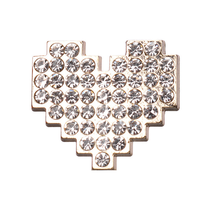 12.5/15/23mm Heart-Shaped Pearl Metal Rhinestone Button 15 Pack Rhinestone