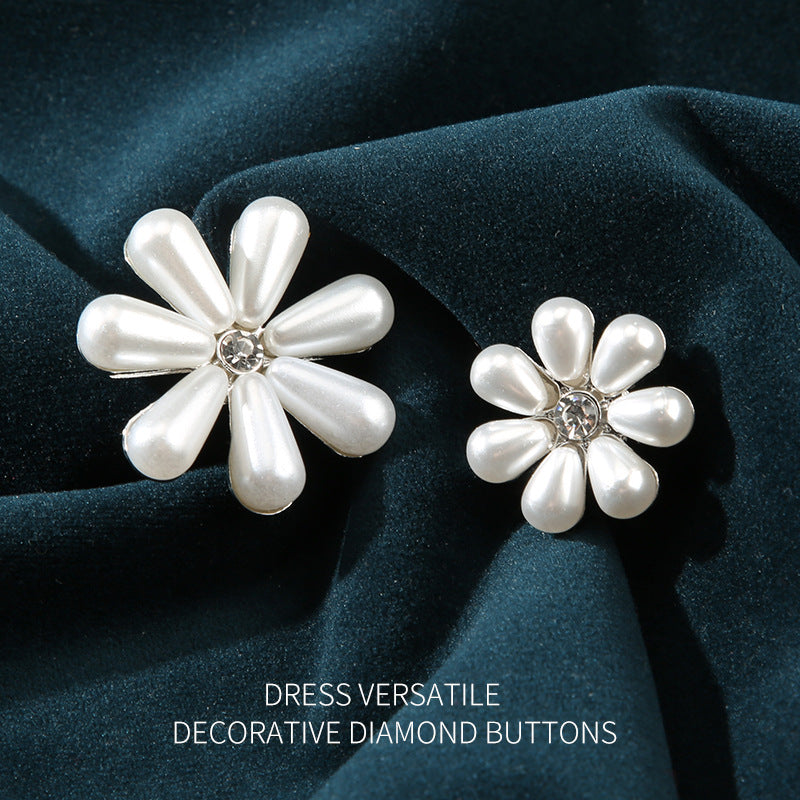 23-32mm Floral Pearl Button Metal Base Handle for Children's Clothes 6pcs Silver