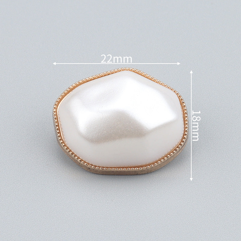 Metal and Pearl Oval Diamond-Inlaid Buttons for Knitwear Coats 6pcs F