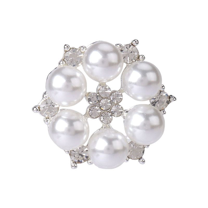 28mm Metal Pearl Rhinestone Button for High-End Fur Coats 4pcs