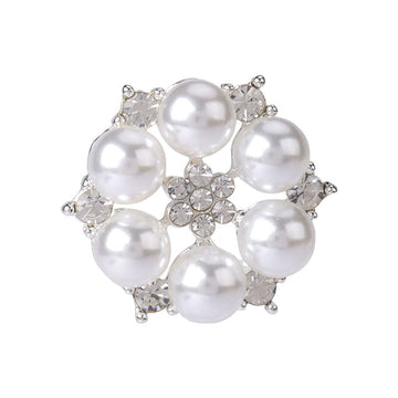 28mm Metal Pearl Rhinestone Button for High-End Fur Coats 4pcs